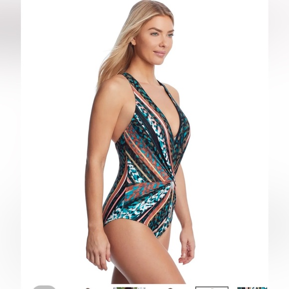 MAGICSUIT women’s striped DREW twist knot / one piece swimsuit statement back 12 - Picture 11 of 12